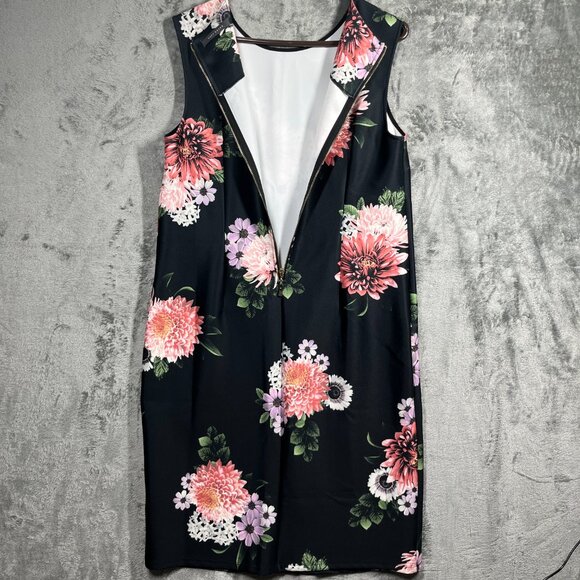 SUZY SHIER Dress Size XL Black Floral Sleeveless Knee-Lenght Feminine Stretch - Picture 6 of 8
